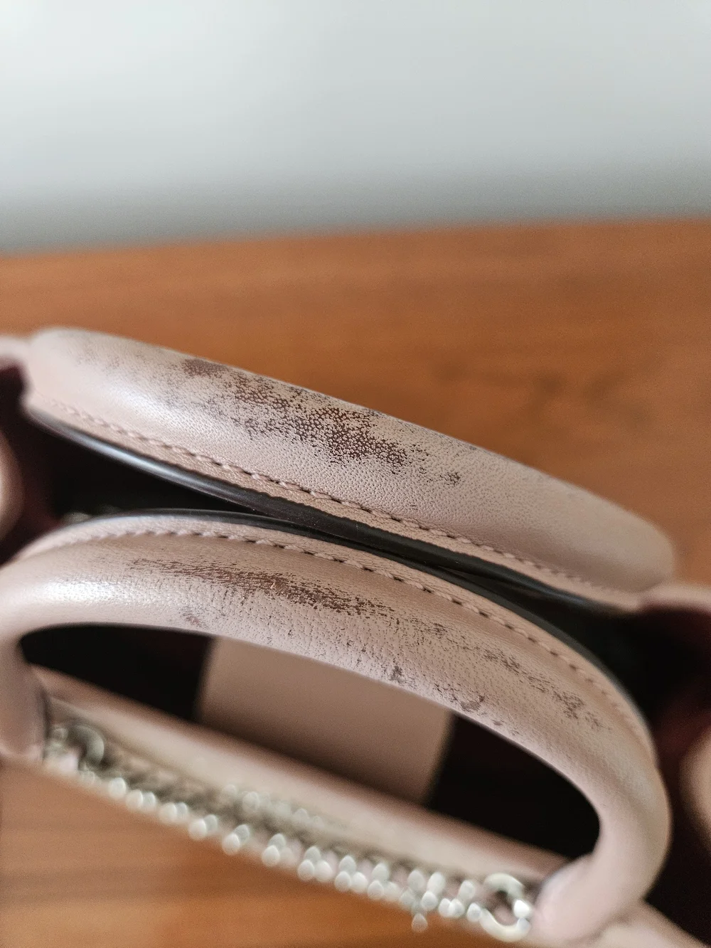 COACH Signature Debossed Patent LEATHER Margot Carryall​ - Blush Pink/Dark Nude